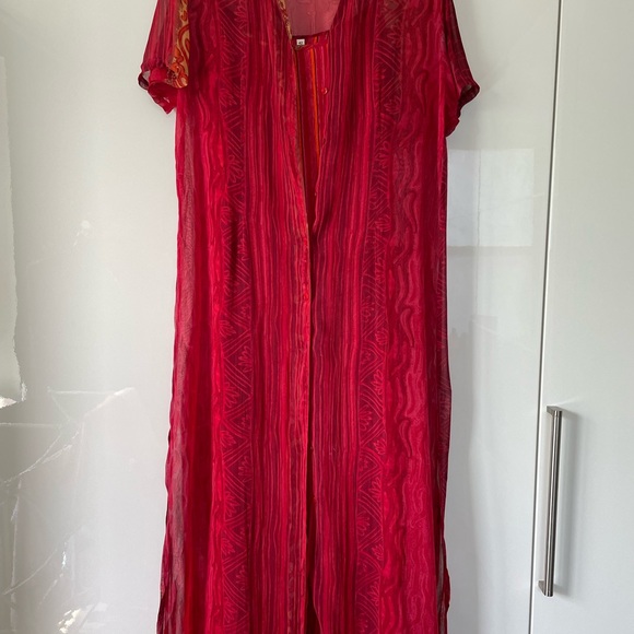 El Corte Ingles Midi Dress w/ cover Color-Red/Yellow Size-EU 42 USA Medium NWOT - Picture 4 of 16